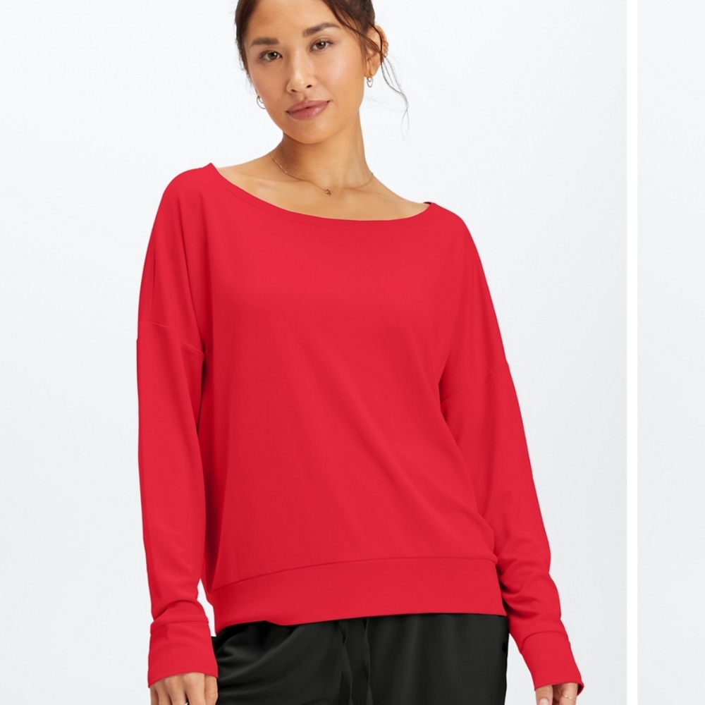 Fabletics Women's Red Long Sleeve Top Size Large